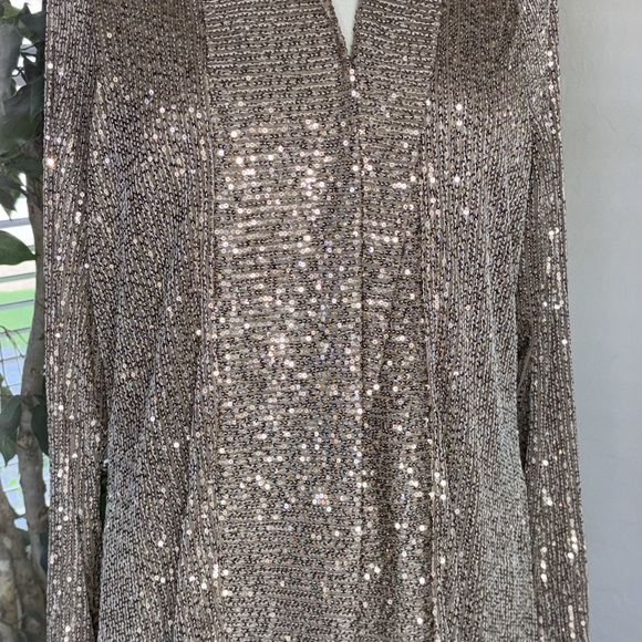 Jingle Belles by Kim Gravel Sequin Mesh Open Front Topper ~ Bronze - Picture 4 of 9